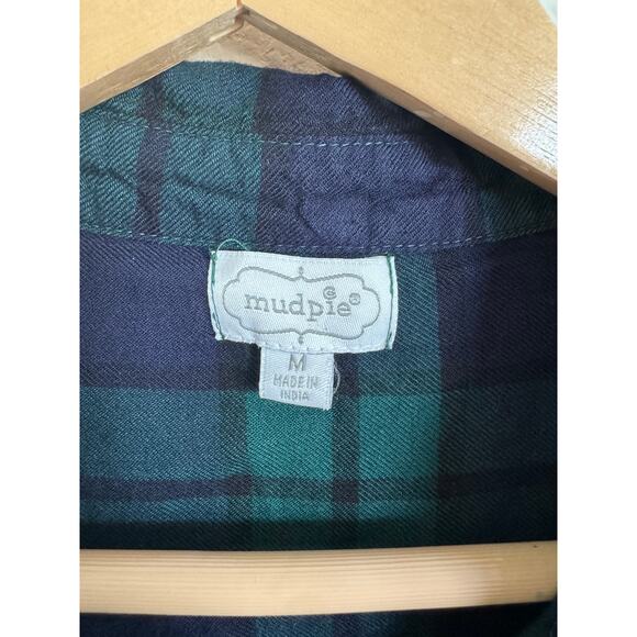 Mud Pie Womens Flannel Dress Blue Green Soft Western Size Medium - Picture 4 of 7